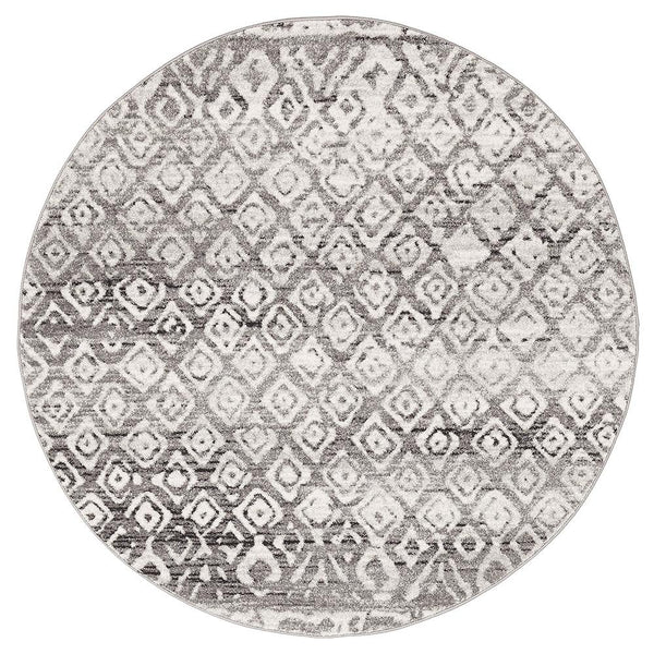 Kemi 1151 Dark Grey Modern Tribal Boho Round Rug - Rugs Of Beauty - 1