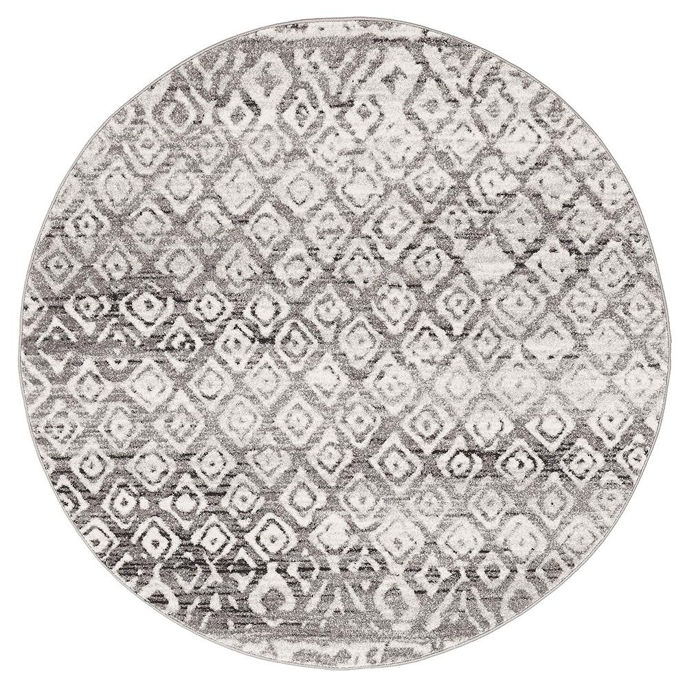 Kemi 1151 Dark Grey Modern Tribal Boho Round Rug - Rugs Of Beauty - 1
