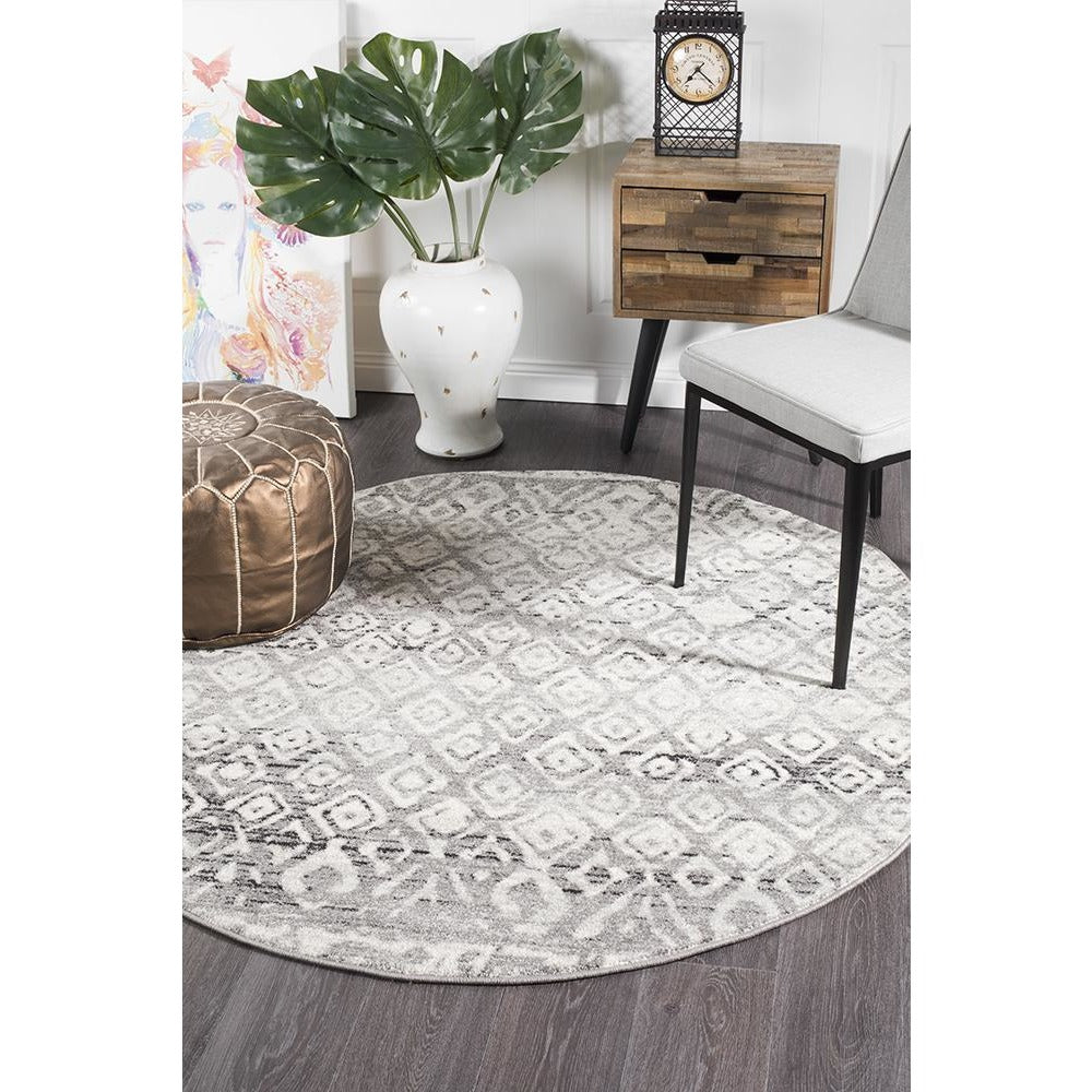 Kemi 1151 Dark Grey Modern Tribal Boho Round Rug - Rugs Of Beauty - 5
