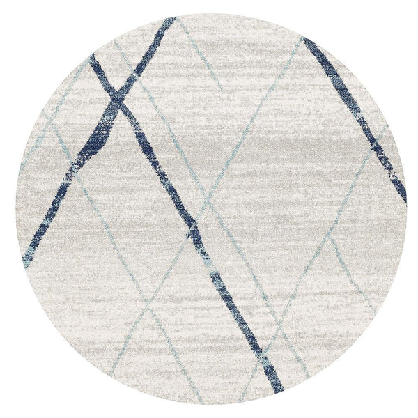 Kemi 1152 Blue Modern Tribal Boho Round Rug - Rugs Of Beauty - 1