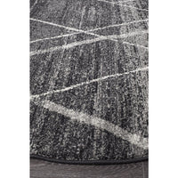 Kemi 1152 Charcoal Grey Modern Tribal Boho Round Rug - Rugs Of Beauty - 2