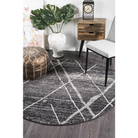 Kemi 1152 Charcoal Grey Modern Tribal Boho Round Rug - Rugs Of Beauty - 5