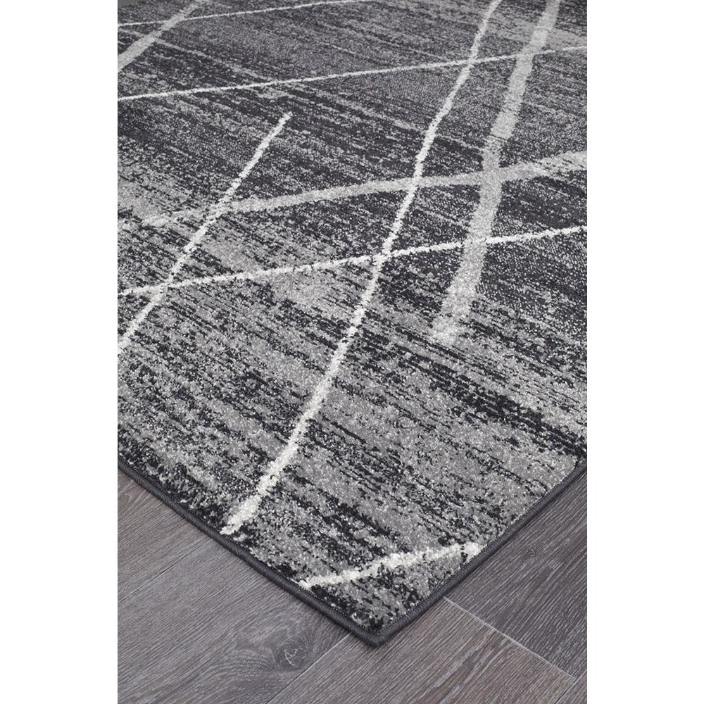 Kemi 1152 Charcoal Grey Modern Tribal Boho Runner Rug - Rugs Of Beauty - 2