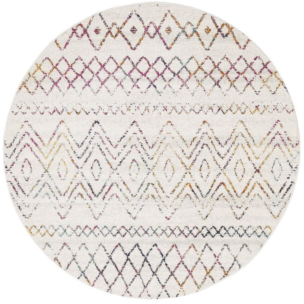 Kemi 1153 Multi Coloured Modern Tribal Boho Round Rug - Rugs Of Beauty - 1