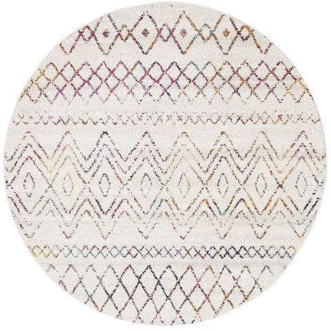 Kemi 1153 Multi Coloured Modern Tribal Boho Round Rug - Rugs Of Beauty - 1