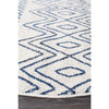 Kemi 1153 White and Blue Modern Tribal Boho Round Rug - Rugs Of Beauty - 2