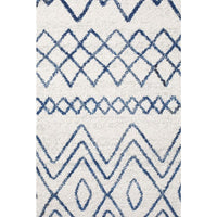 Kemi 1153 White and Blue Modern Tribal Boho Runner Rug - Rugs Of Beauty - 4