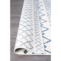 Kemi 1153 White and Blue Modern Tribal Boho Runner Rug - Rugs Of Beauty - 5