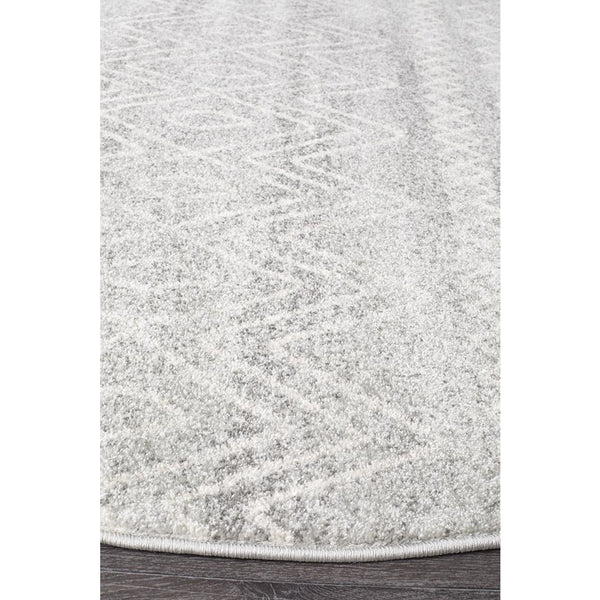 Kemi 1154 Silver Grey Modern Tribal Boho Round Rug - Rugs Of Beauty - 2