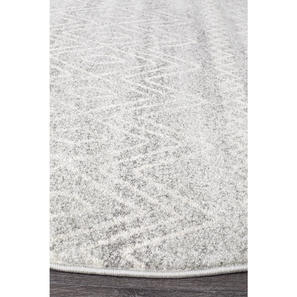 Kemi 1154 Silver Grey Modern Tribal Boho Round Rug - Rugs Of Beauty - 2
