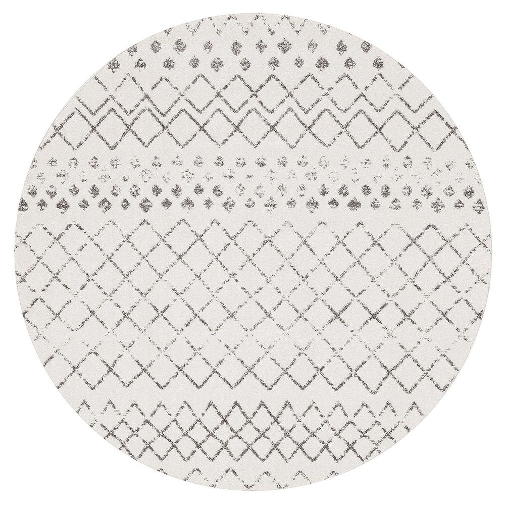 Kemi 1154 White Modern Tribal Boho Round Rug - Rugs Of Beauty - 1