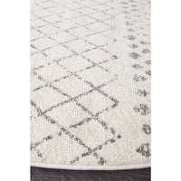 Kemi 1154 White Modern Tribal Boho Round Rug - Rugs Of Beauty - 2