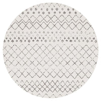 Kemi 1154 White Modern Tribal Boho Round Rug - Rugs Of Beauty - 1