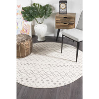 Kemi 1154 White Modern Tribal Boho Round Rug - Rugs Of Beauty - 5