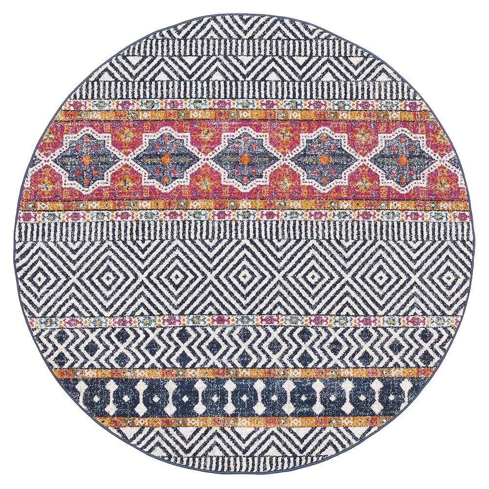 Kemi 1155 Multi Coloured Modern Tribal Boho Round Rug - Rugs Of Beauty - 1