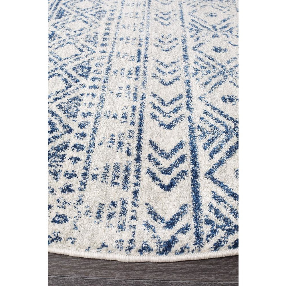 Kemi 1156 Blue Modern Tribal Boho Round Rug - Rugs Of Beauty - 2