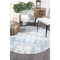 Kemi 1156 Blue Modern Tribal Boho Round Rug - Rugs Of Beauty - 5