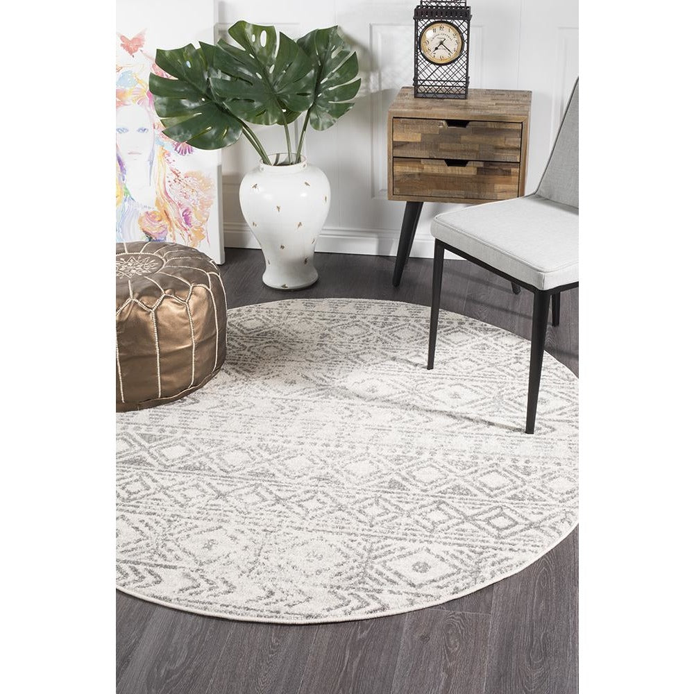 Kemi 1156 Grey Modern Tribal Boho Round Rug - Rugs Of Beauty - 5