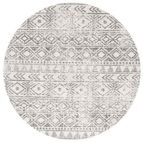 Kemi 1156 Grey Modern Tribal Boho Round Rug - Rugs Of Beauty - 1