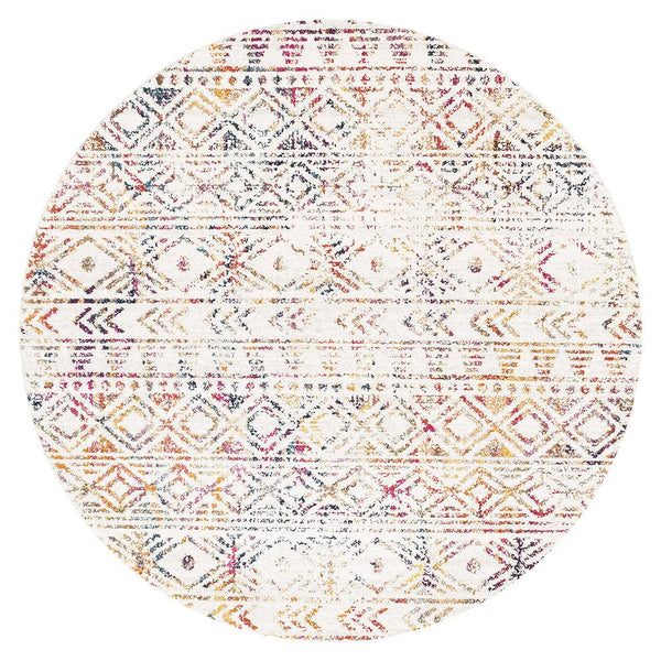 Kemi 1156 Multi Coloured Modern Tribal Boho Round Rug - Rugs Of Beauty - 1
