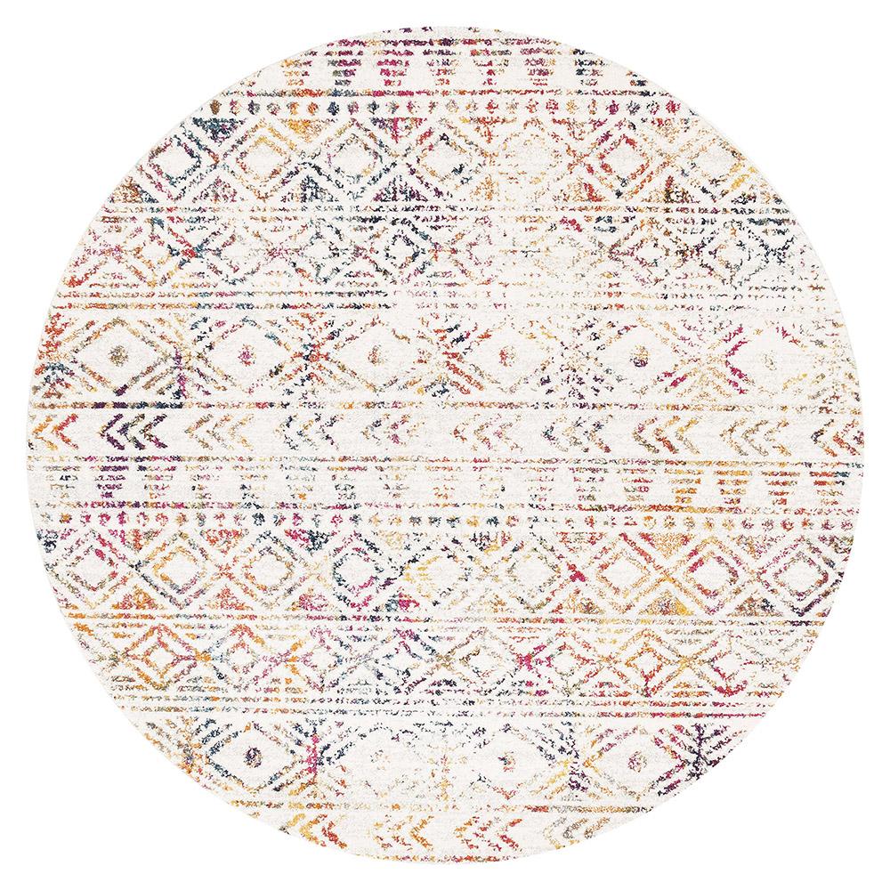 Kemi 1156 Multi Coloured Modern Tribal Boho Round Rug - Rugs Of Beauty - 1