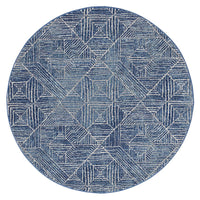 Kemi 1157 Navy Blue Modern Tribal Boho Round Rug - Rugs Of Beauty - 1