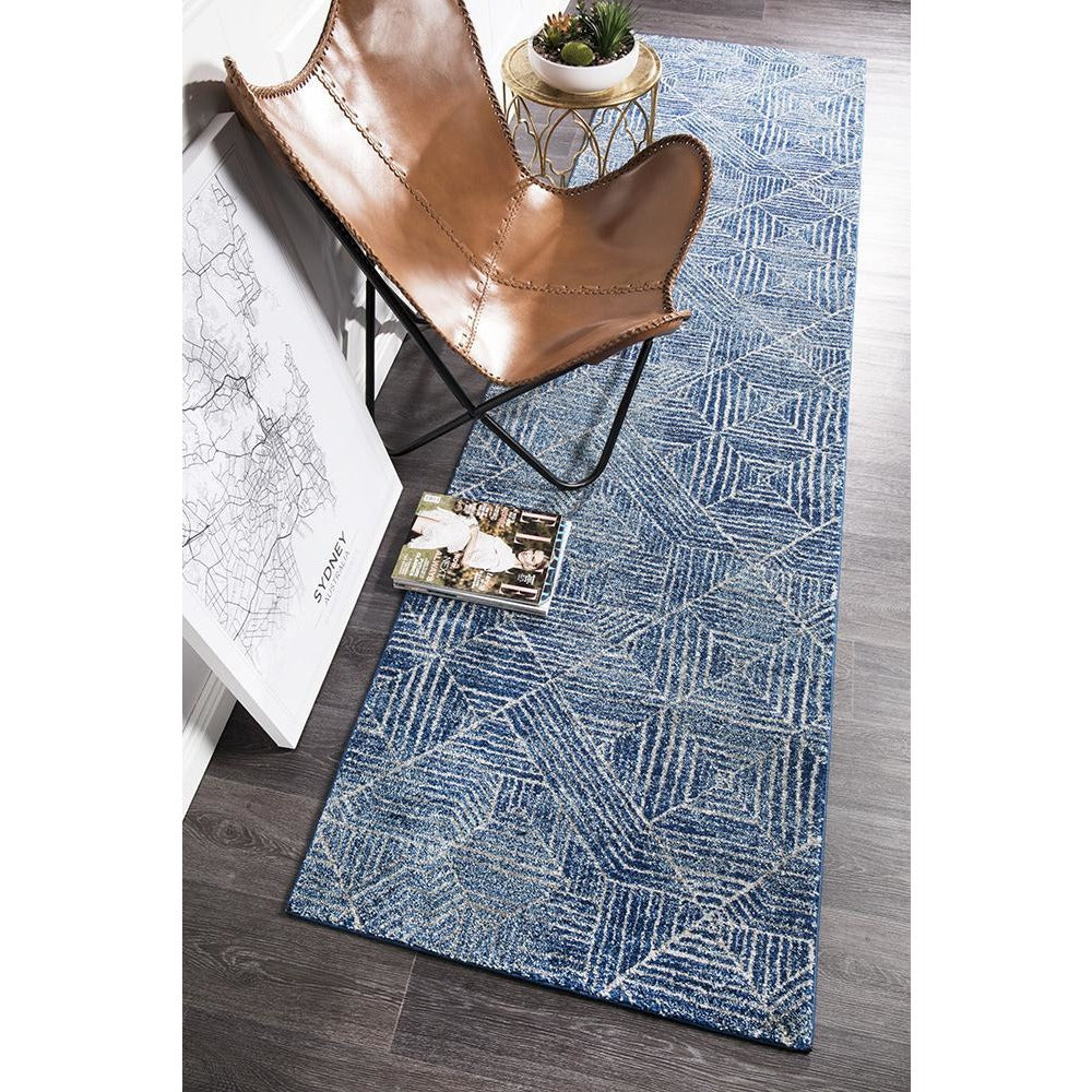 Kemi 1157 Navy Blue Modern Tribal Boho Runner Rug - Rugs Of Beauty - 6