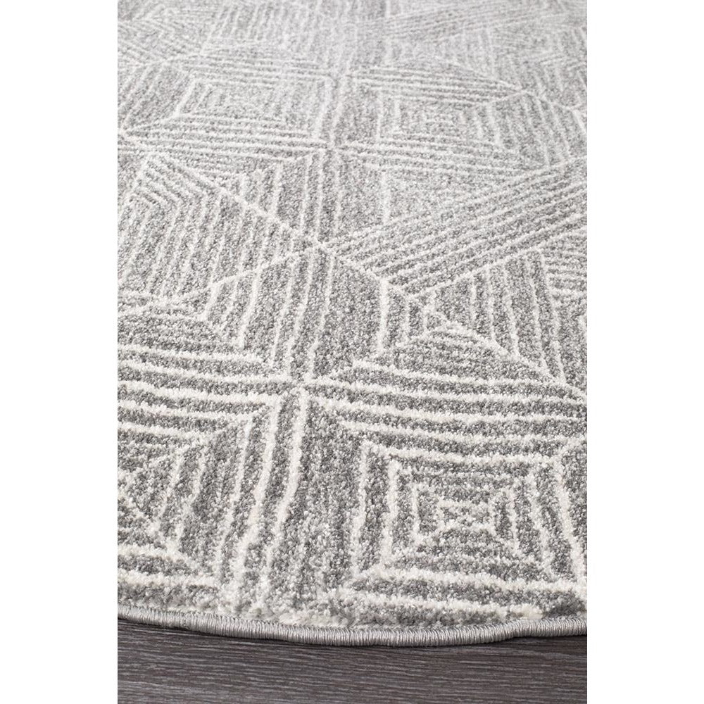 Kemi 1157 Silver Grey Modern Tribal Boho Round Rug - Rugs Of Beauty - 2