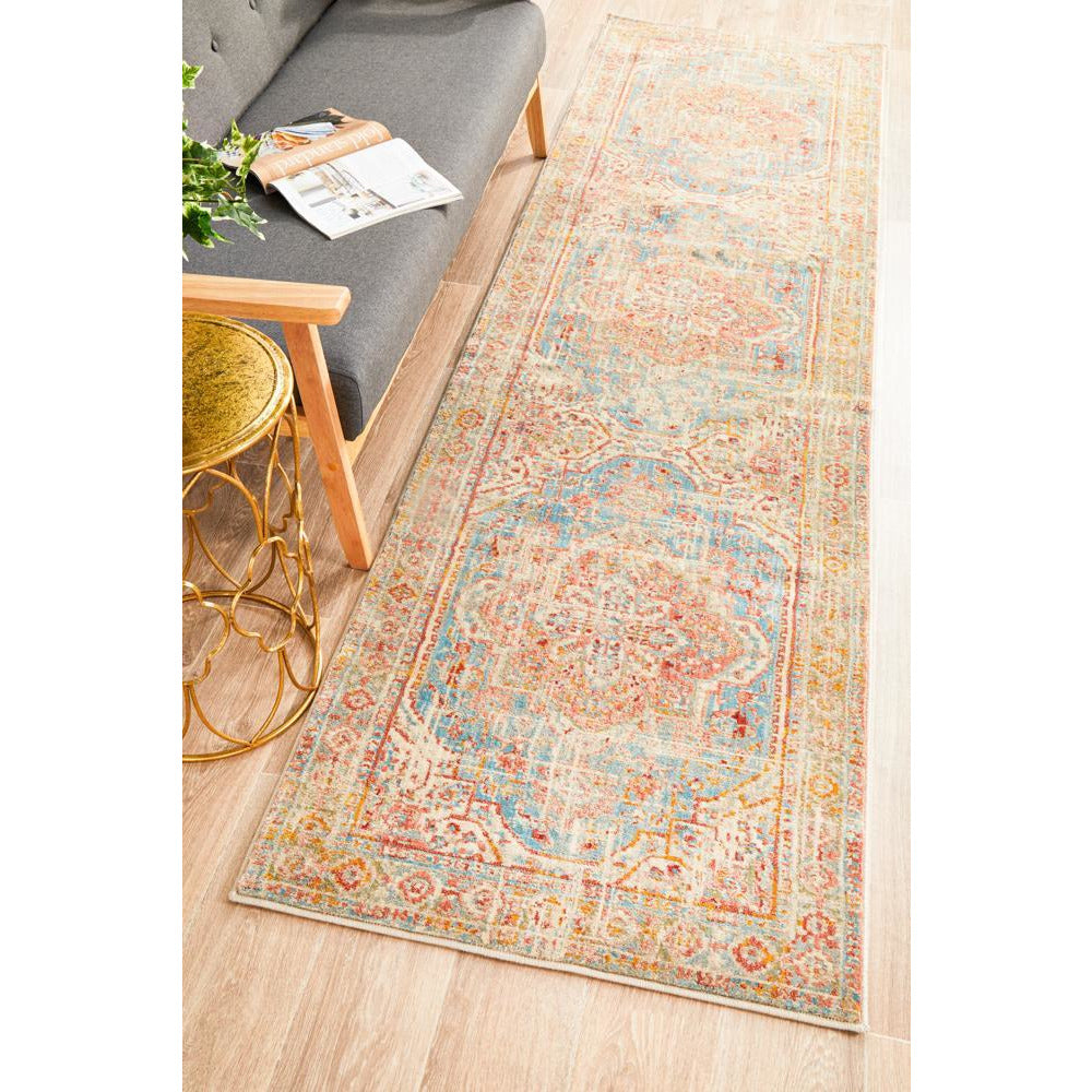 Minya 1644 Blue Multi Colour Transitional Runner Rug - Rugs Of Beauty - 2