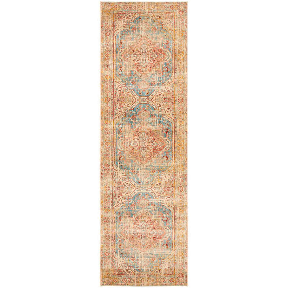 Minya 1644 Blue Multi Colour Transitional Runner Rug - Rugs Of Beauty - 1