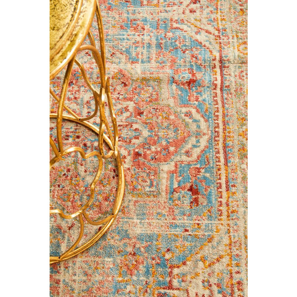 Minya 1644 Blue Multi Colour Transitional Runner Rug - Rugs Of Beauty - 8
