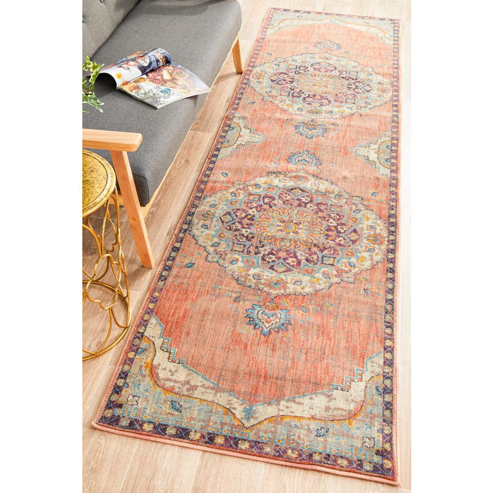 Minya 1645 Terracotta Multi Colour Transitional Runner Rug - Rugs Of Beauty - 2