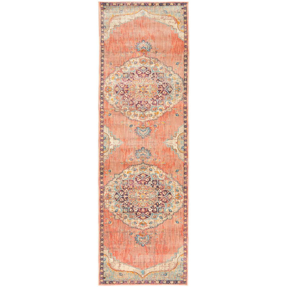Minya 1645 Terracotta Multi Colour Transitional Runner Rug - Rugs Of Beauty - 1