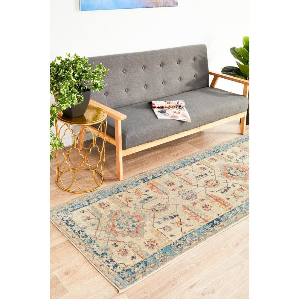Minya 1647 Bone Multi Colour Transitional Runner Rug - Rugs Of Beauty - 3