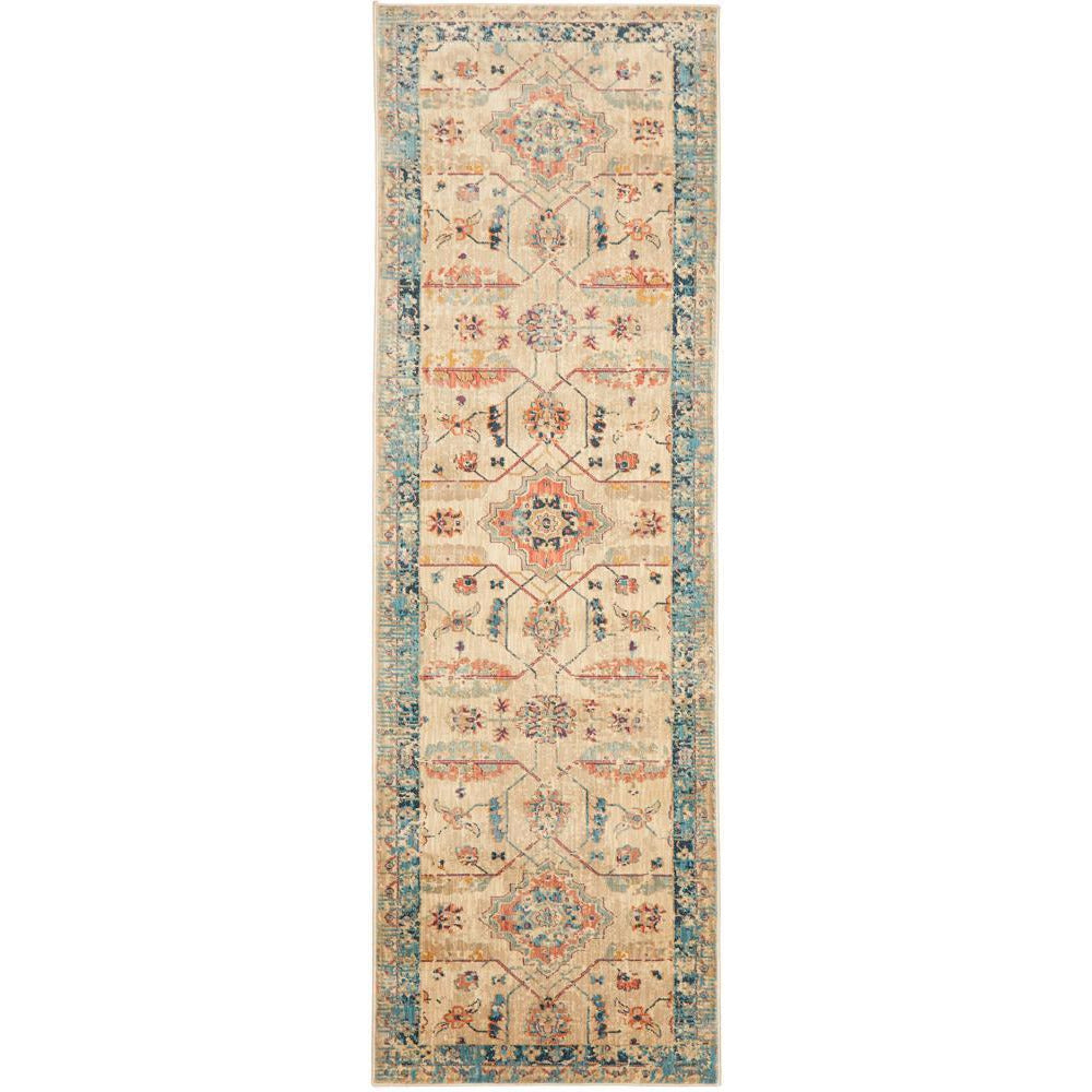 Minya 1647 Bone Multi Colour Transitional Runner Rug - Rugs Of Beauty - 1