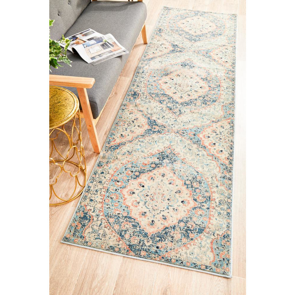 Minya 1648 Navy Blue Multi Colour Transitional Runner Rug - Rugs Of Beauty - 2