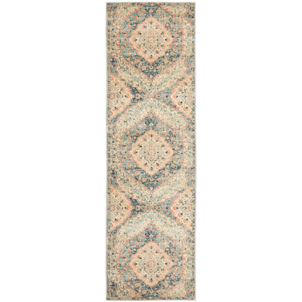 Minya 1648 Navy Blue Multi Colour Transitional Runner Rug - Rugs Of Beauty - 1