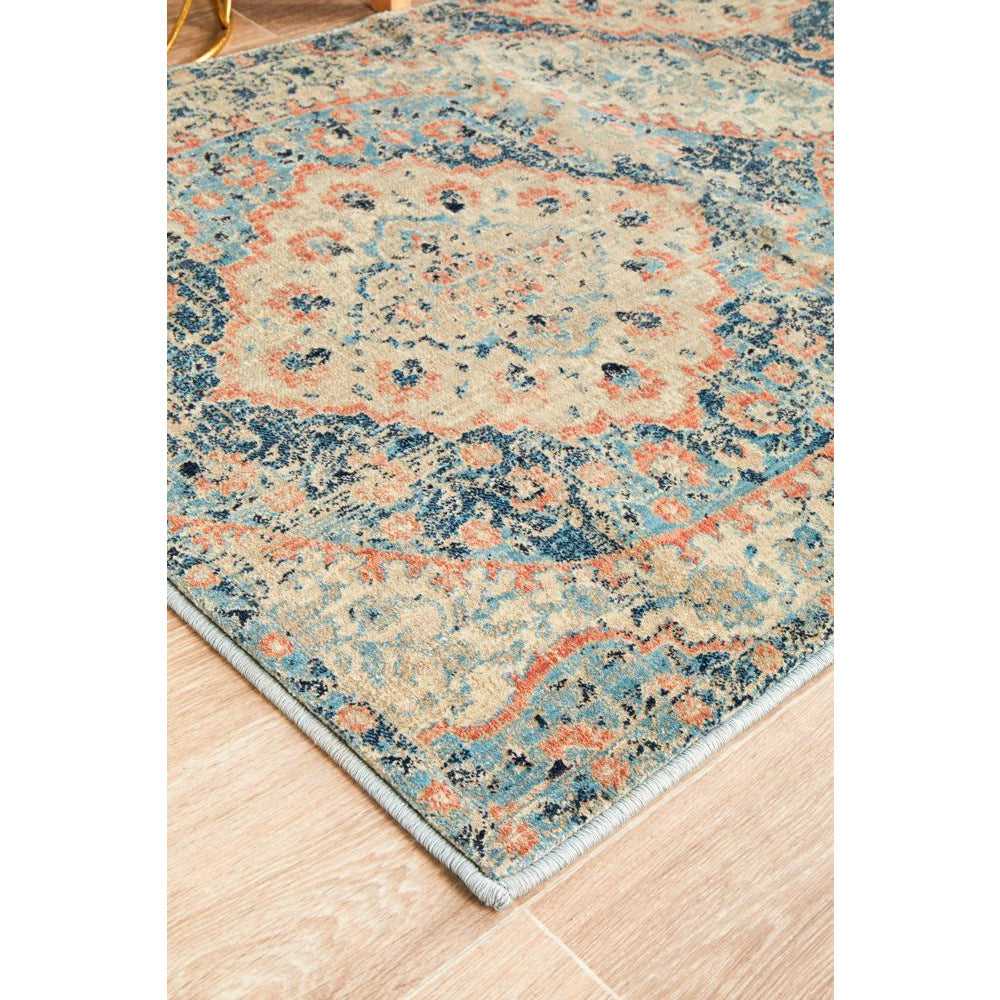 Minya 1648 Navy Blue Multi Colour Transitional Runner Rug - Rugs Of Beauty - 5