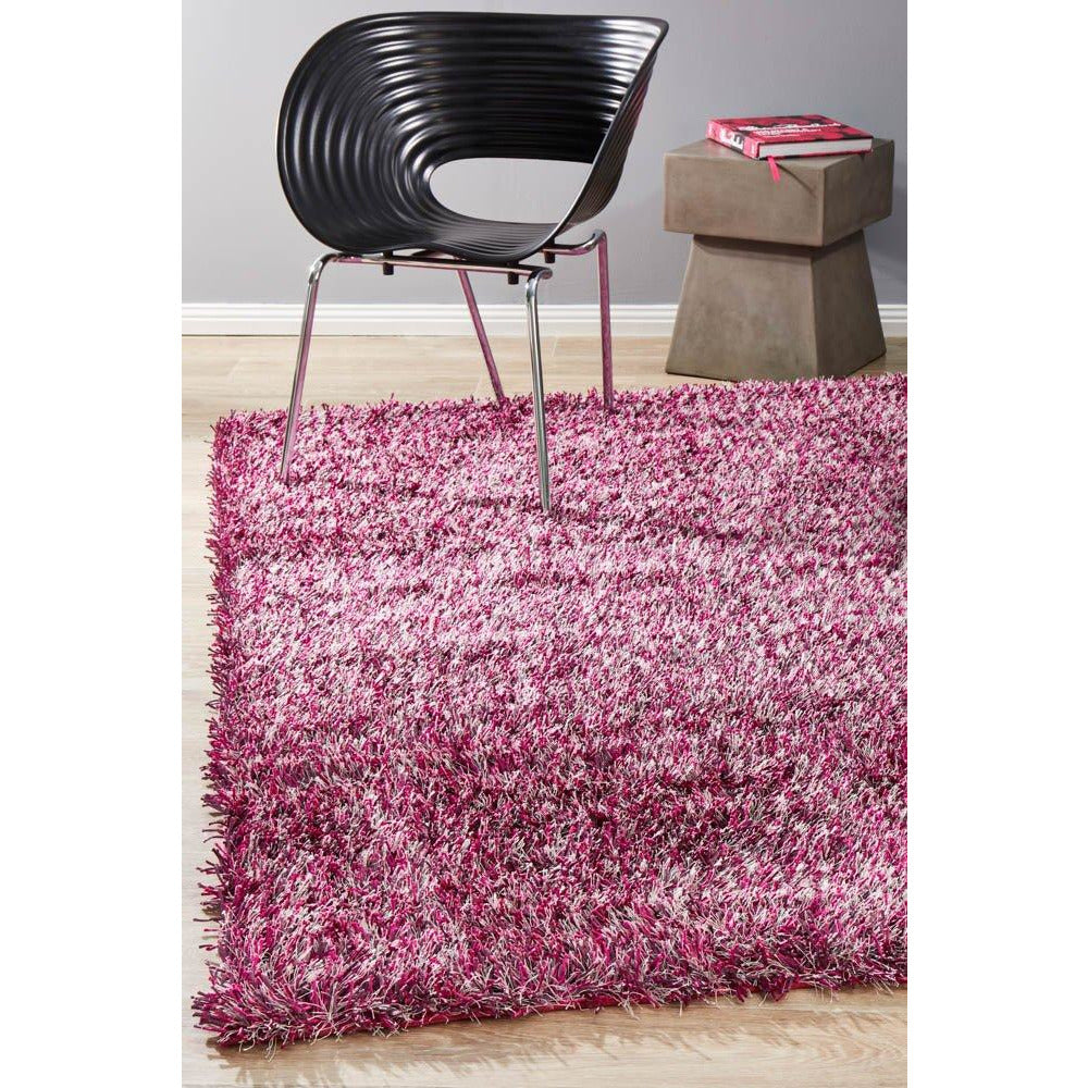 Barcelona Soft Shag Rug Mauve Red White Pink - Rugs Of Beauty - 2
