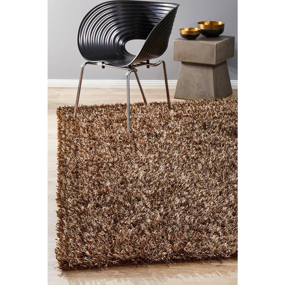 Barcelona Soft Shag Rug Brown Beige - Rugs Of Beauty - 2