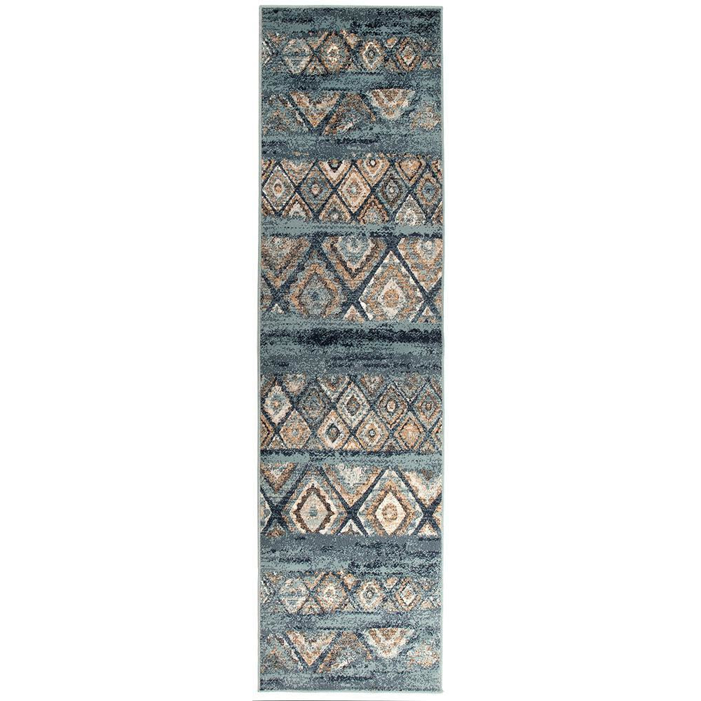 Caliente 320 Multi Coloured Diamond Patterned Traditional Runner Rug - Rugs Of Beauty - 1