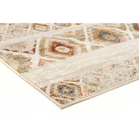 Caliente 320 Rust Bone Multi Coloured Diamond Patterned Traditional Runner Rug - Rugs Of Beauty - 2