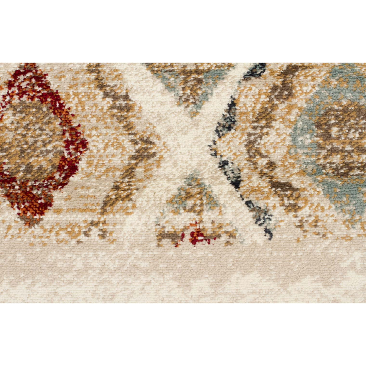 Caliente 320 Rust Bone Multi Coloured Diamond Patterned Traditional Runner Rug - Rugs Of Beauty - 4