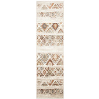 Caliente 320 Rust Bone Multi Coloured Diamond Patterned Traditional Runner Rug - Rugs Of Beauty - 1