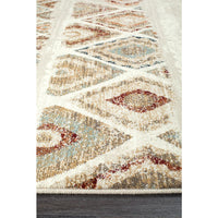 Caliente 320 Rust Bone Multi Coloured Diamond Patterned Traditional Runner Rug - Rugs Of Beauty - 7