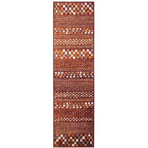Caliente 322 Earth Red Rust Multi Coloured Patterned Traditional Runner Rug - Rugs Of Beauty - 1