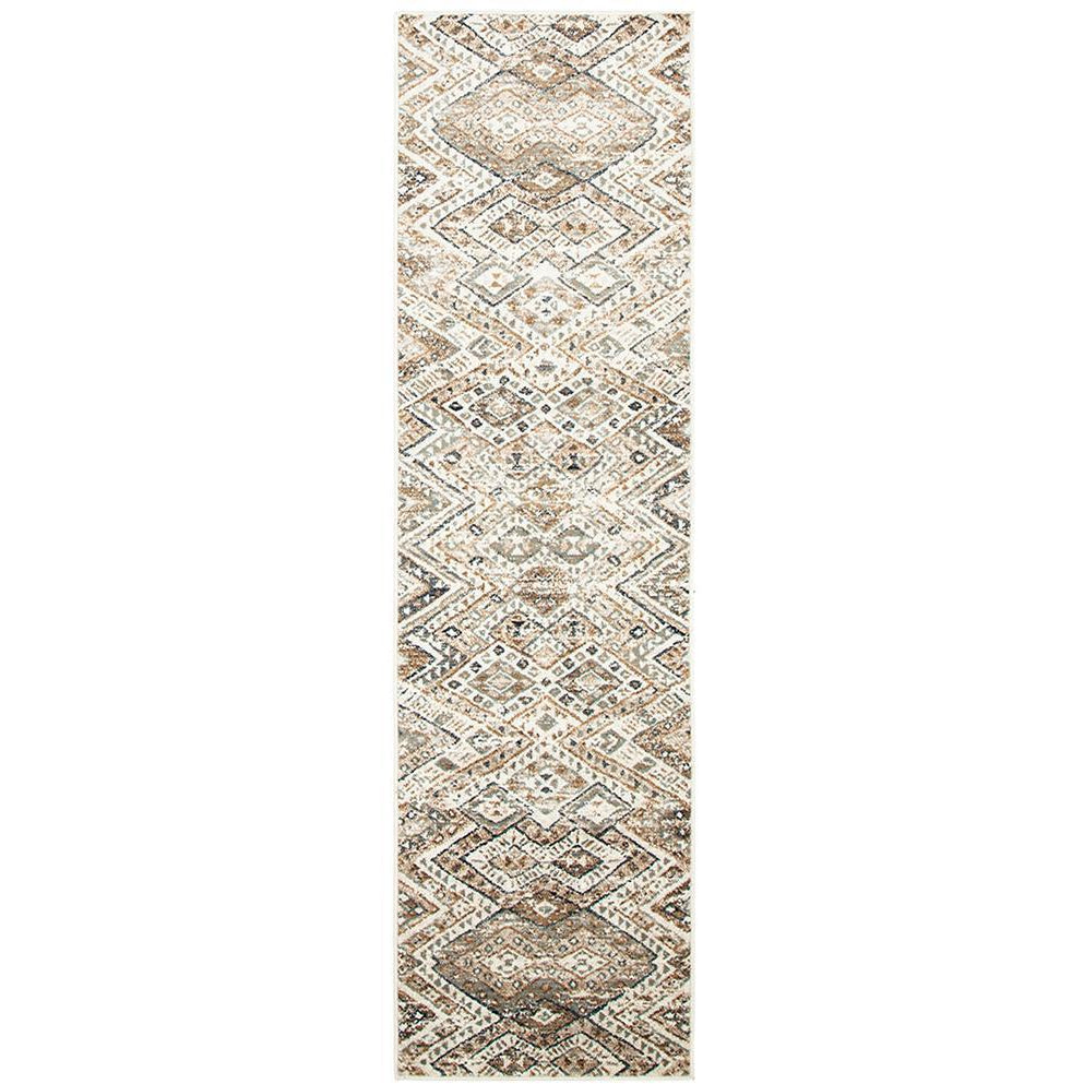 Caliente 324 Beige Earth Multi Coloured Patterned Traditional Runner Rug - Rugs Of Beauty - 1