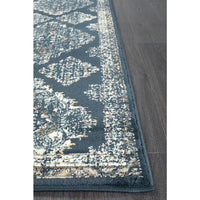 Caliente 325 Navy Blue Multi Coloured Patterned Traditional Runner Rug - Rugs Of Beauty - 3