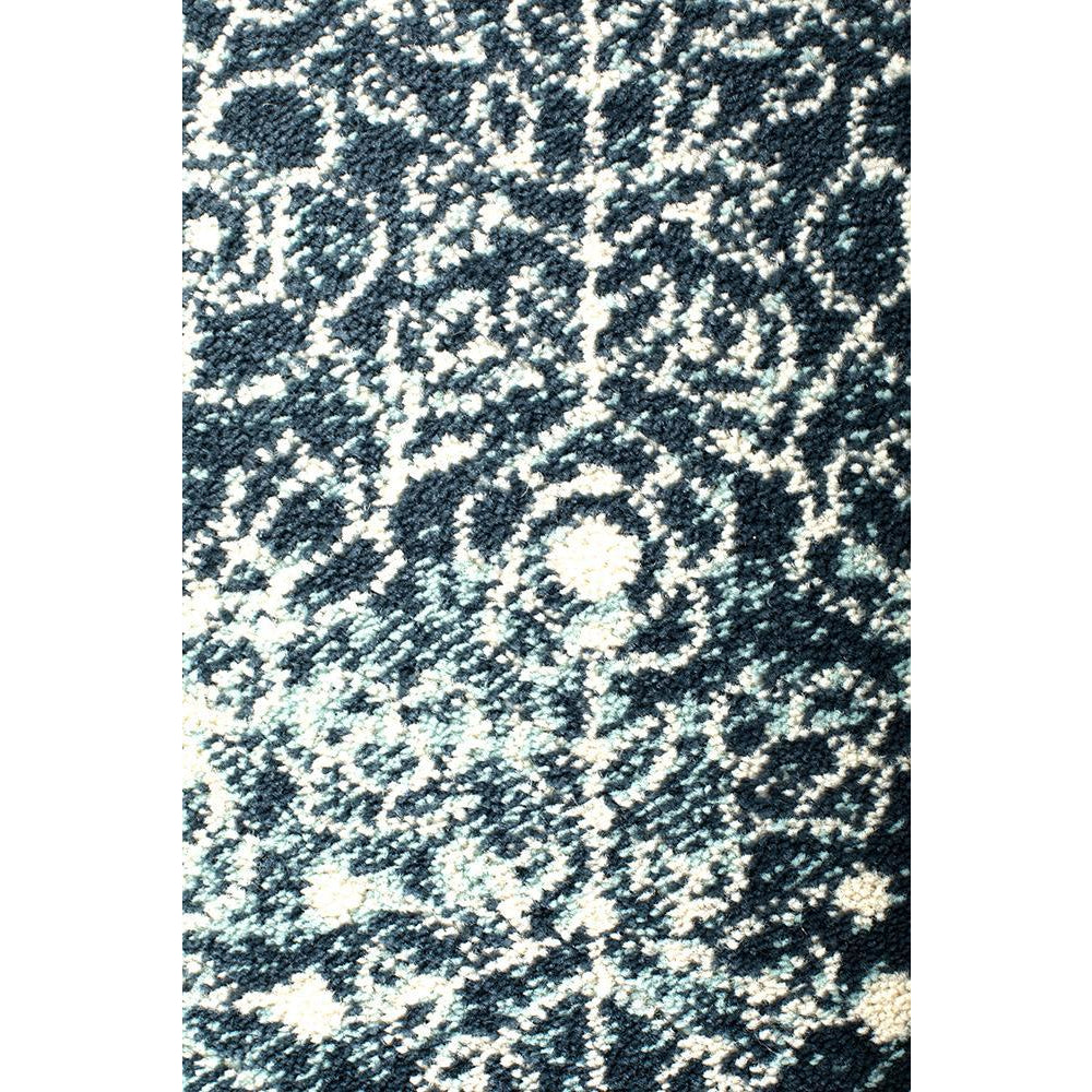 Caliente 326 Denim Blue Multi Coloured Patterned Traditional Runner Rug - Rugs Of Beauty - 5
