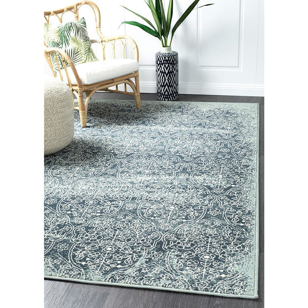 Caliente 326 Denim Blue Multi Coloured Patterned Traditional Rug - Rugs Of Beauty - 2